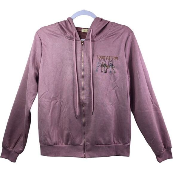 Jackets & Blazers - Designer Pink Embroidered Suede Hooded Jacket